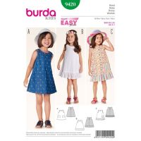 Střih Burda 9420 - Dětské áčkové šaty s kapsami