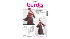 Střih Burda 2509 - Středověké šaty, klobouk se závojem