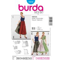 Střih Burda 7870 - Krojová sukně, krojová zástěrka, krojová halenka