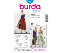 Střih Burda 7870 - Krojová sukně, krojová zástěrka, krojová halenka