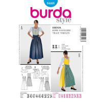 Střih Burda 8448 - Krojové šaty, krojová zástěrka, krojová halenka