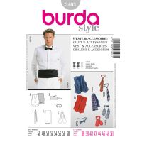 Střih Burda 3403 - Pánská vesta, kravata, motýlek, šál, smokingový pás