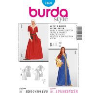 Střih Burda 7468 - Středověké šaty a čepec