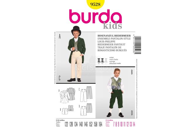 Střih Burda 9528 - Dětský historický oblek