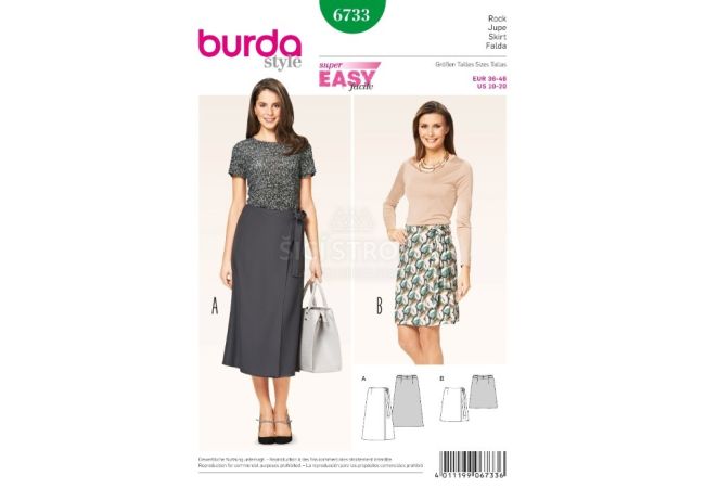 Střih Burda 6733 - Jednoduchá zavinovací sukně