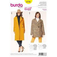 Střih Burda 6736 - Jednoduchý kabát, krátký kabát