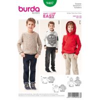 Střih Burda 9407 - Jednoduchá dětská mikina, svetr