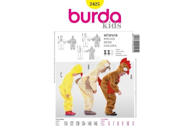 Střih Burda 2425 - Kuřátko, slepička, kohoutek