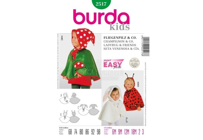 Střih Burda 2517 - Muchomůrka, beruška. králíček