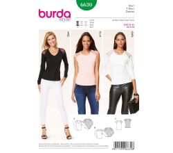 Střih Burda 6630 - Tričko, tričko s dlouhým rukávem