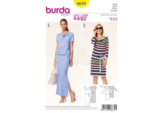 Střih Burda 6639 - Tričkové šaty, šaty s vodou