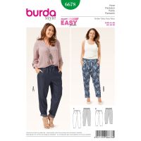 Střih Burda 6678 - Kalhoty s pasem do gumy pro plnoštíhlé