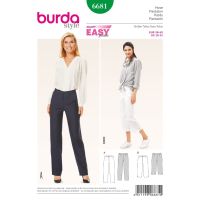 Střih Burda 6681 - Jednoduché rovné kalhoty, tříčtvrteční kalhoty