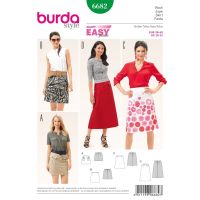 Střih Burda 6682 - Jednoduchá áčková sukně, mini sukně, dlouhá sukně