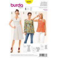 Střih Burda 6685 - Empírové šaty, halenka