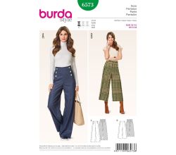 Střih Burda 6573 - Široké kalhoty, kalhoty s vysokým pasem