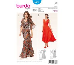Střih Burda 6583 - Empírové šaty, dlouhé plesové šaty