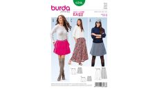 Střih Burda 6586 - Jednoduchá sukně, áčková sukně, mini sukně, dlouhá sukně
