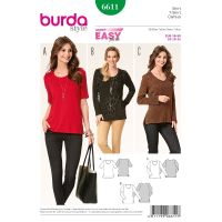 Střih Burda 6611 - Jednoduché tričko, delší tričko