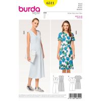 Střih Burda 6511 - Áčkové šaty, midi šaty
