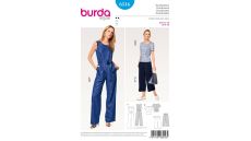 Střih Burda 6516 - Overal a kalhoty se širokými nohavicemi, top peplum