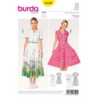 Střih Burda 6520 - Košilové šaty, letní šaty, retro šaty
