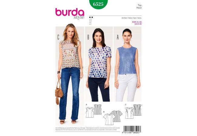 Střih Burda 6525 - Tílko, tričko
