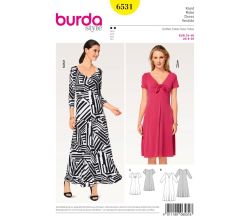 Střih Burda 6531 - žerzejové šaty, dlouhé letní šaty