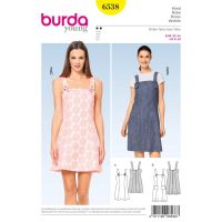 Střih Burda 6538 - Šaty na ramínka, laclové šaty, mini šaty