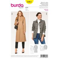 Střih Burda 6461 - Dlouhý kabát se stojáčkem, krátký kabát, sako