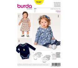 Střih Burda 9347 - Dětské bodýčko, bodýčko se sukní