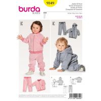 Střih Burda 9349 - Dětská tepláková souprava, mikina s kapucí, tepláky