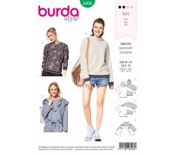 Střih Burda 6406 - Mikina, mikina s kapucí