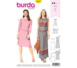 Střih Burda 6413 - Letní šaty, pohodlné šaty, šaty s pasem do gumy