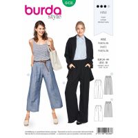 Střih Burda 6436 - Kalhoty se širokými nohavicemi, letní kalhoty, lněné kalhoty
