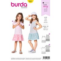 Střih Burda 9341 - Dětské tričkové šaty, tílkové šaty