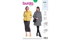 Střih Burda 6372 - Áčkový kabát, kabát s vysokým límcem, krátký kabát