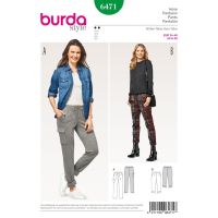 Střih Burda 6471 - Pohodlné kalhoty, sportovní kalhoty, tříčtvrteční kalhoty