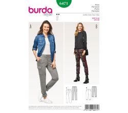 Střih Burda 6471 - Pohodlné kalhoty, sportovní kalhoty, tříčtvrteční kalhoty