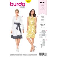Střih Burda 6338 - Košilové šaty, zavinovací šaty, letní šaty