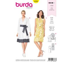 Střih Burda 6338 - Košilové šaty, zavinovací šaty, letní šaty