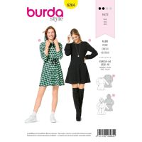 Střih Burda 6264 - žerzejové šaty, mikinové šaty, mini šaty