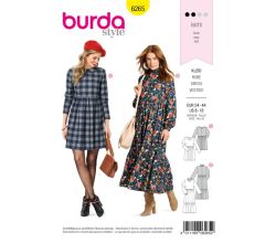 Střih Burda 6265 - Šaty s límečkem, rolákové šaty, flanelové šaty