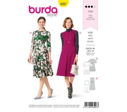 Střih Burda 6297 - Šaty s vysokým pasem