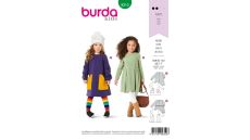 Střih Burda 9310 - Dětské áčkové šaty, mikinové šaty