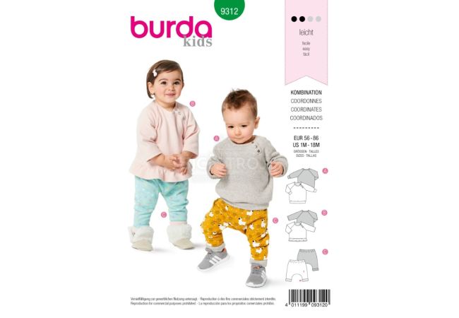 Střih Burda 9312 - Dětská mikina, teplákové kalhoty