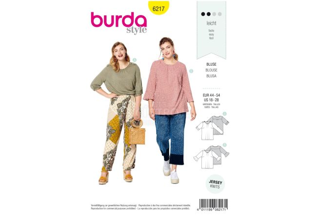 Střih Burda 6217 - Halenka pro plnoštíhlé