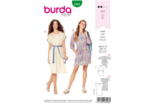 Střih Burda 6206 - Pohodlné letní šaty