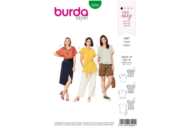 Střih Burda 6204 - Jednoduché tričko