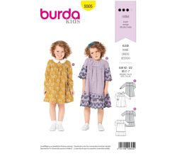 Střih Burda 9305 - Dětské nabírané áčkové šaty